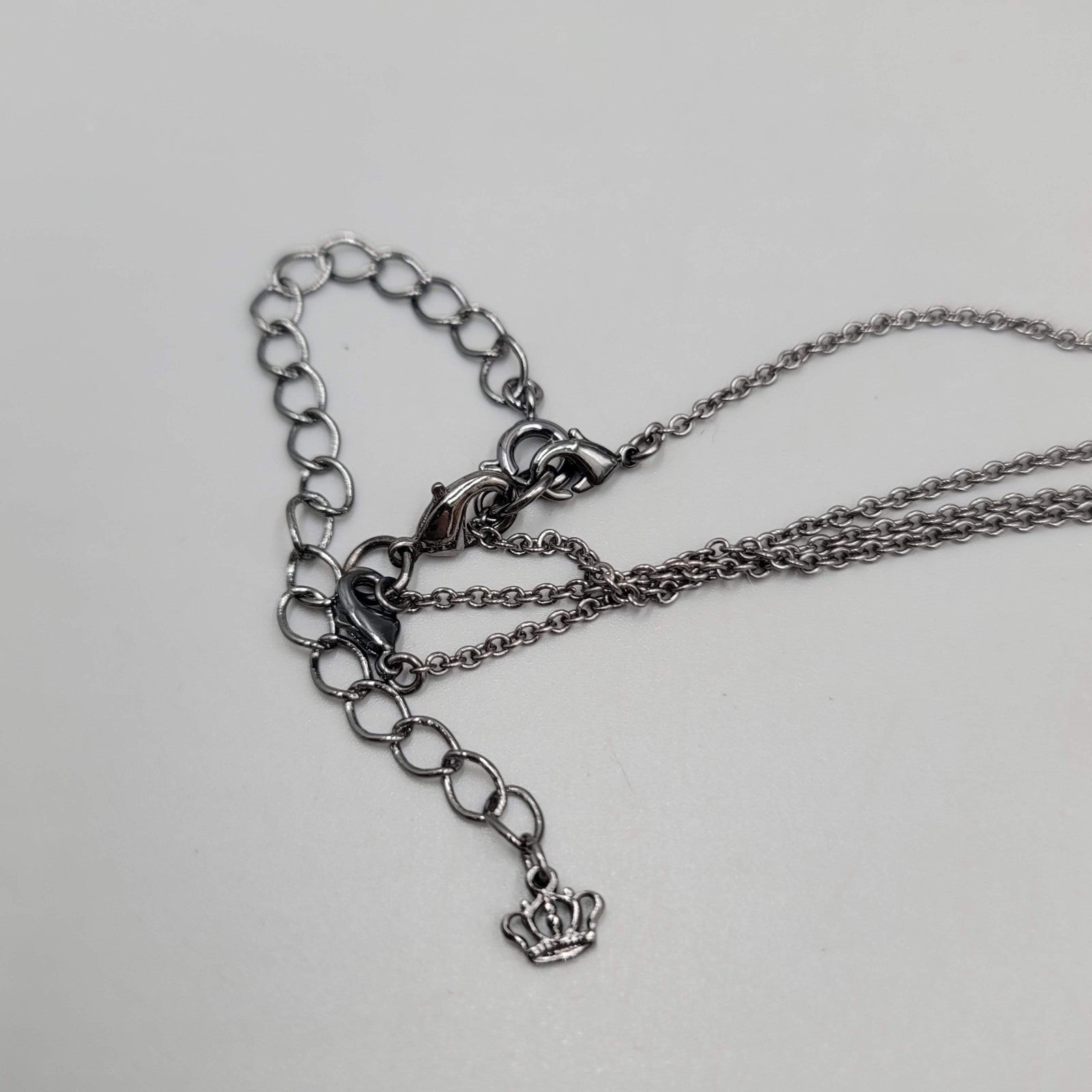 Black Metal Faux Pearl Rhinestone Necklace Convertible Removable Layer 18" & 36"