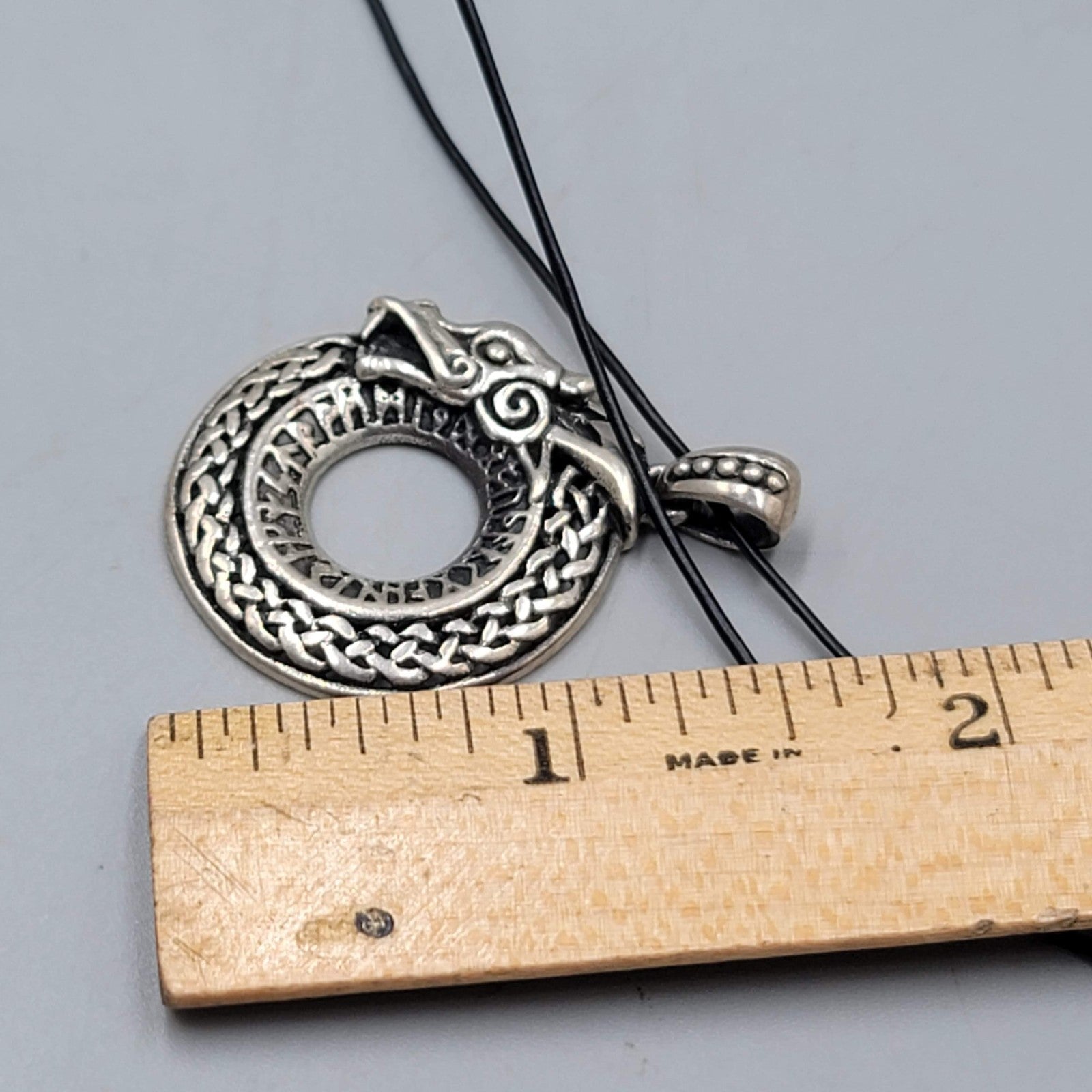 Ouroboros Pendant Necklace 925 Sterling Silver Viking Dragon 16"-18"