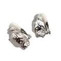 Vintage Cougar Big Cat Statement Clip on Earrings Silver Plated 7/8 in