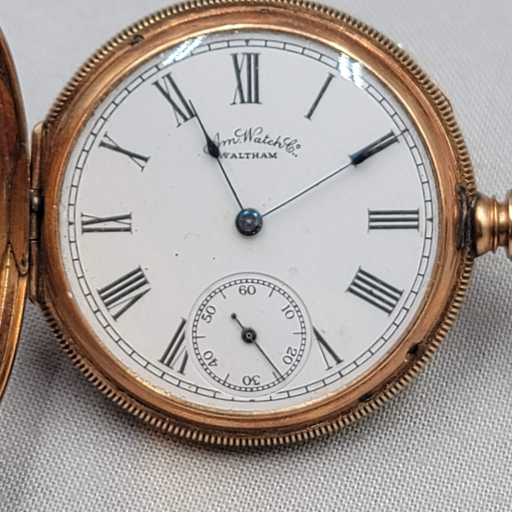14k Yellow Gold Waltham 9 Jewel Hunter Case Pocket Watch Size 6