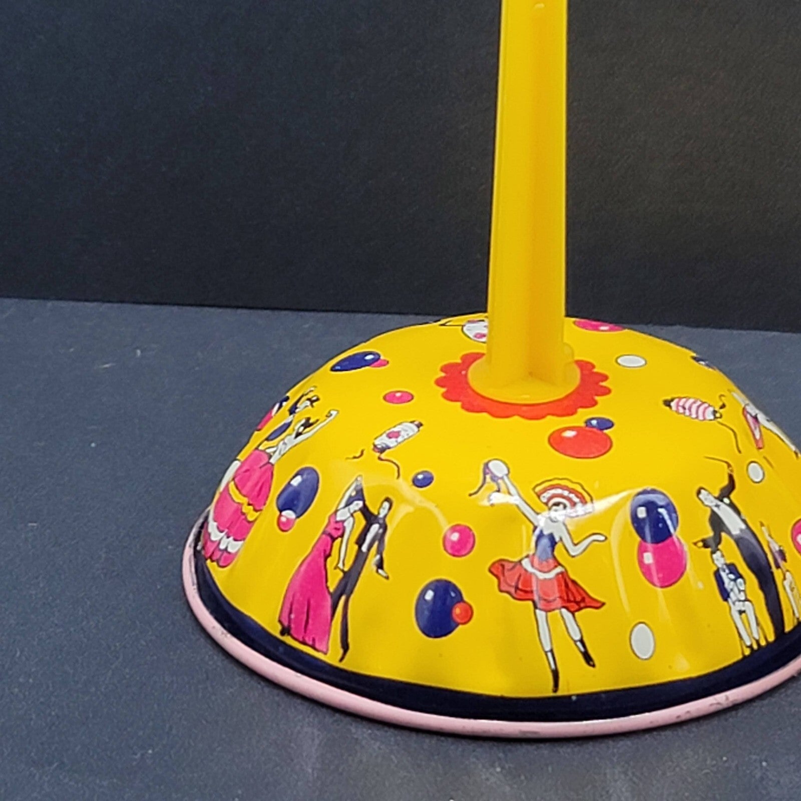 Vintage Litho US Metal Toys Noisemakers Lot of 2 New Years Dancers Made in USA