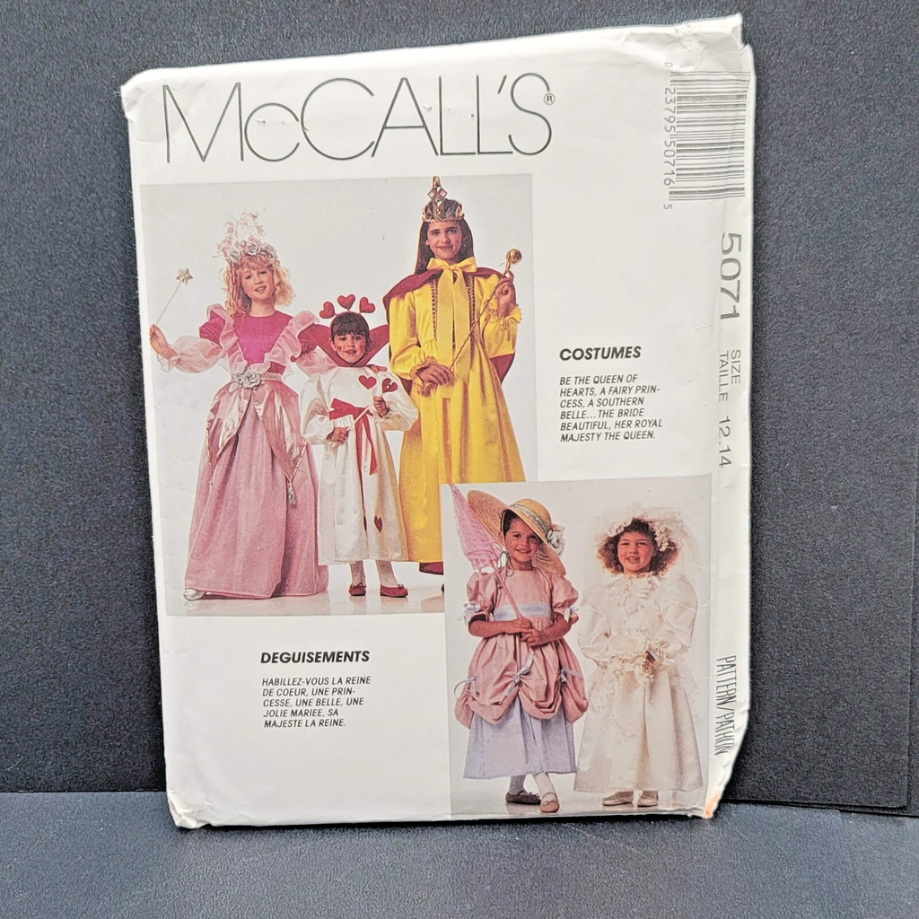 McCalls 5071 Girls Costumes Sewing Pattern Uncut Size 12 Princess Bride Queen