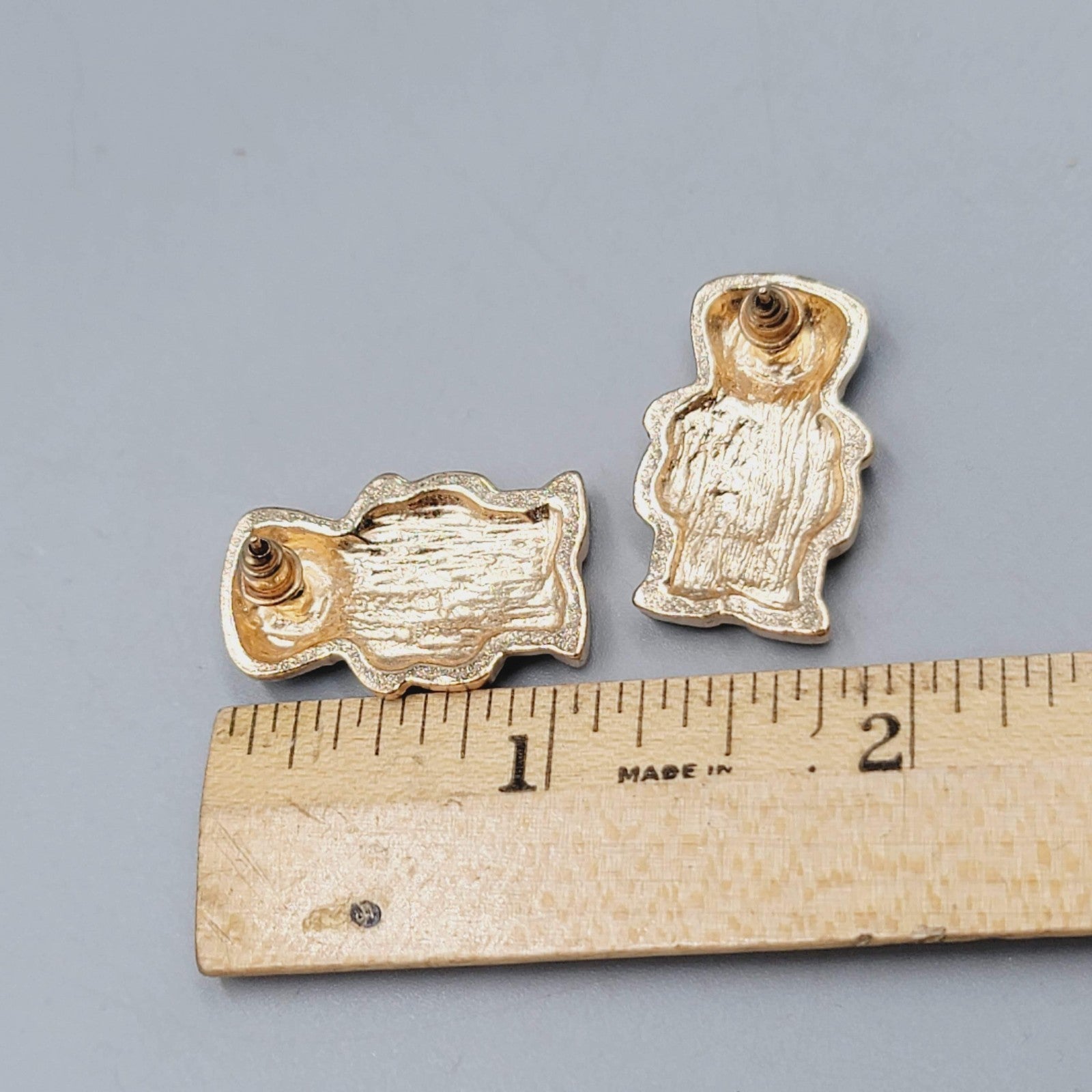 Leprechaun Pierced Earrings Gold tone Drop Statement 1"