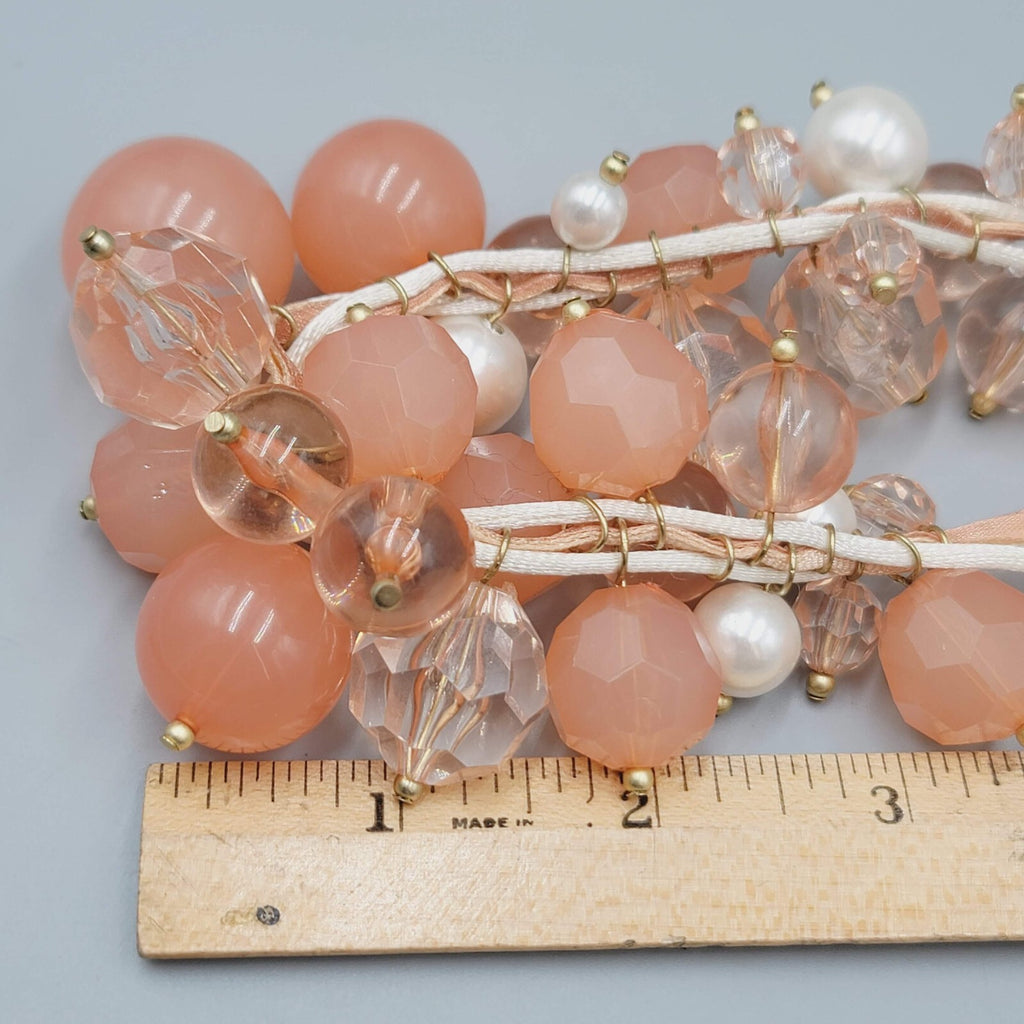 Robert Rose Necklace Large Peach Bauble Bead Statement  18"+