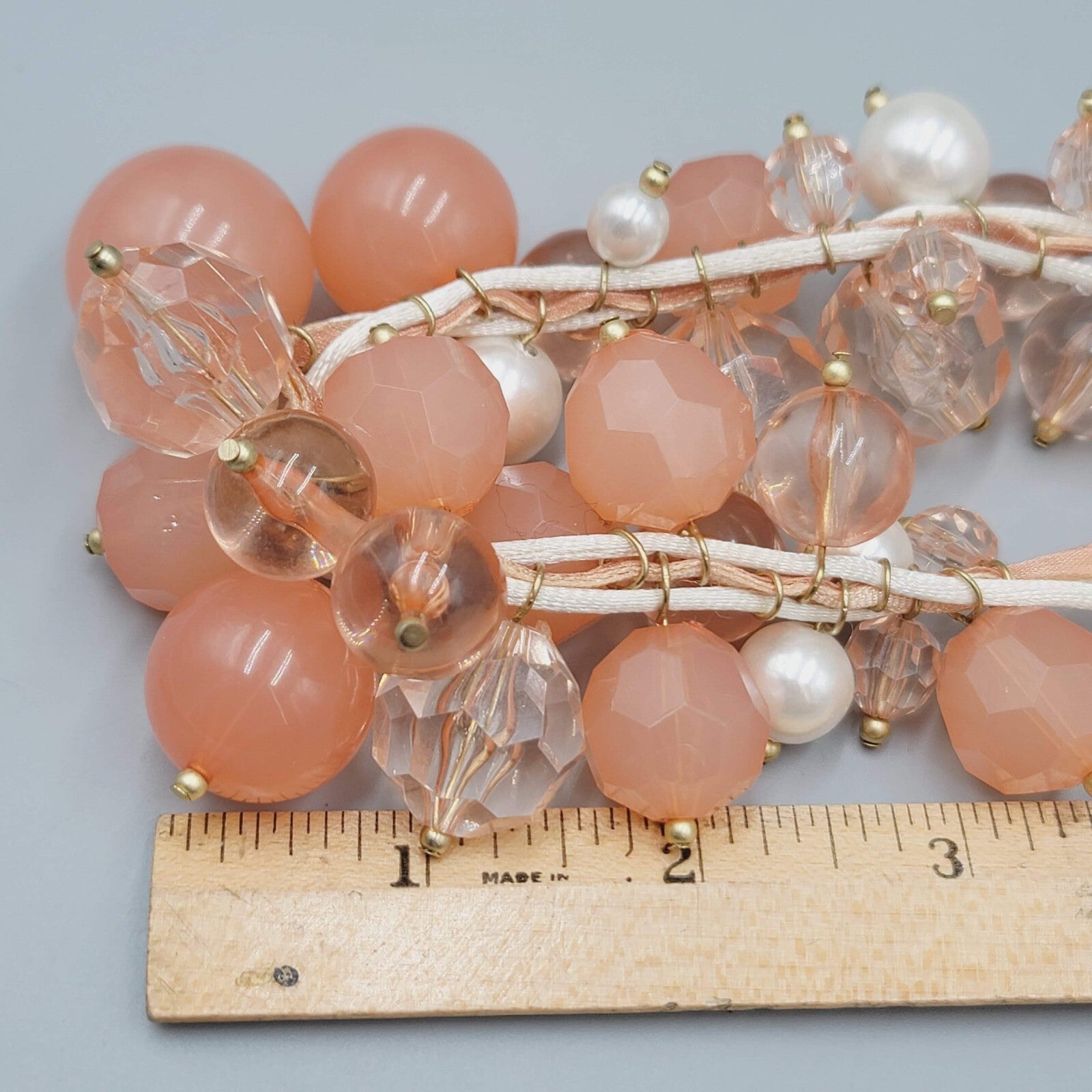 Robert Rose Necklace Large Peach Bauble Bead Statement  18"+