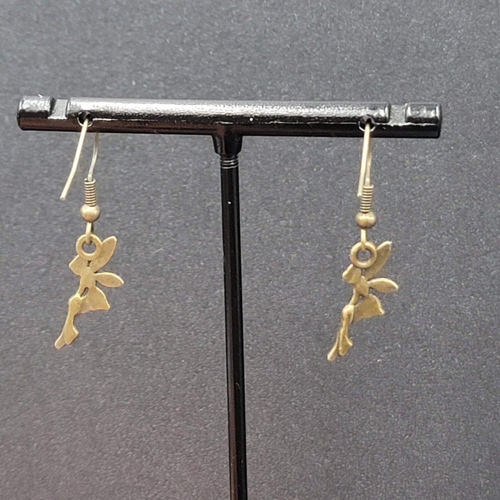 New Fairy Pierced Earrings Bronze tone Dangle 3/4"