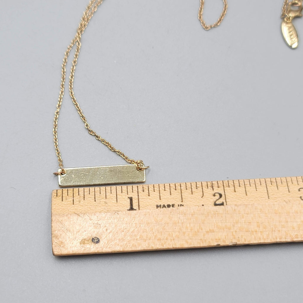 MOM Bar Pendant Necklace Gold tone Minimalist 16"-18"