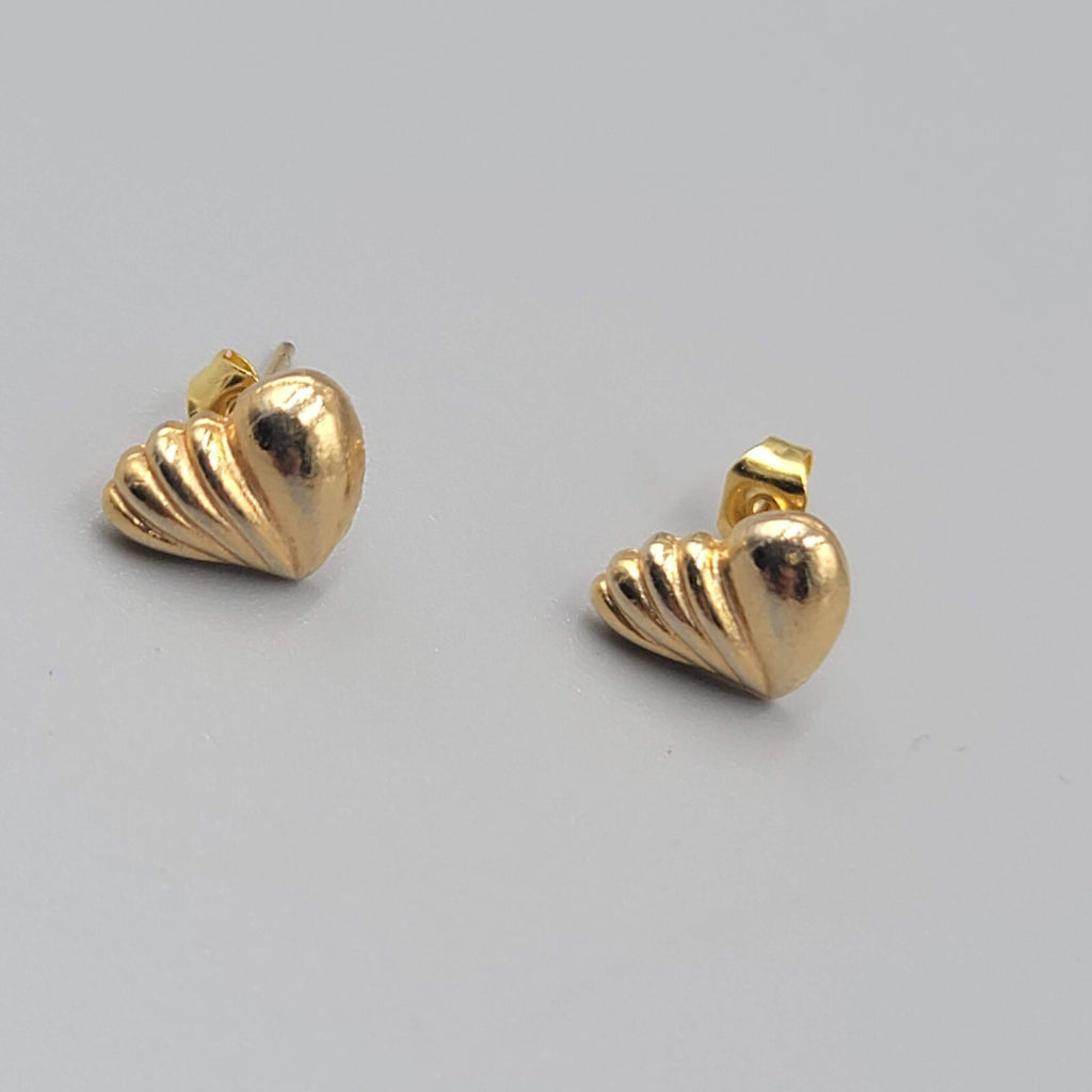 Heart Studs Pierced Earrings Gold Plated 1/4"