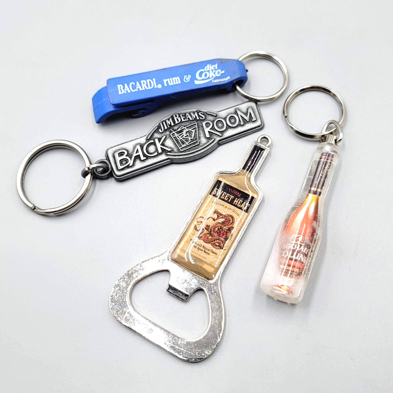 Vintage Keychain Lot Jim Beam Barcardi Liquor Tequila Michael Collins 4