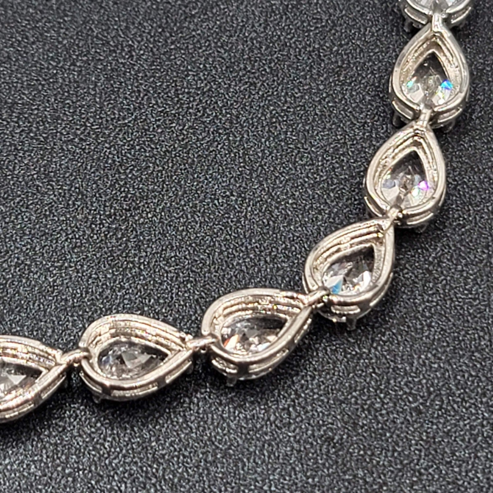 Silver Plated Pear Cut Cubic Zircon Bridal Tennis Bracelet Wedding Jewelry 6.75"