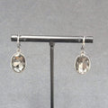 Alfani Pierced Earrings Black Metal Faceted Glass Dangle 5/8"