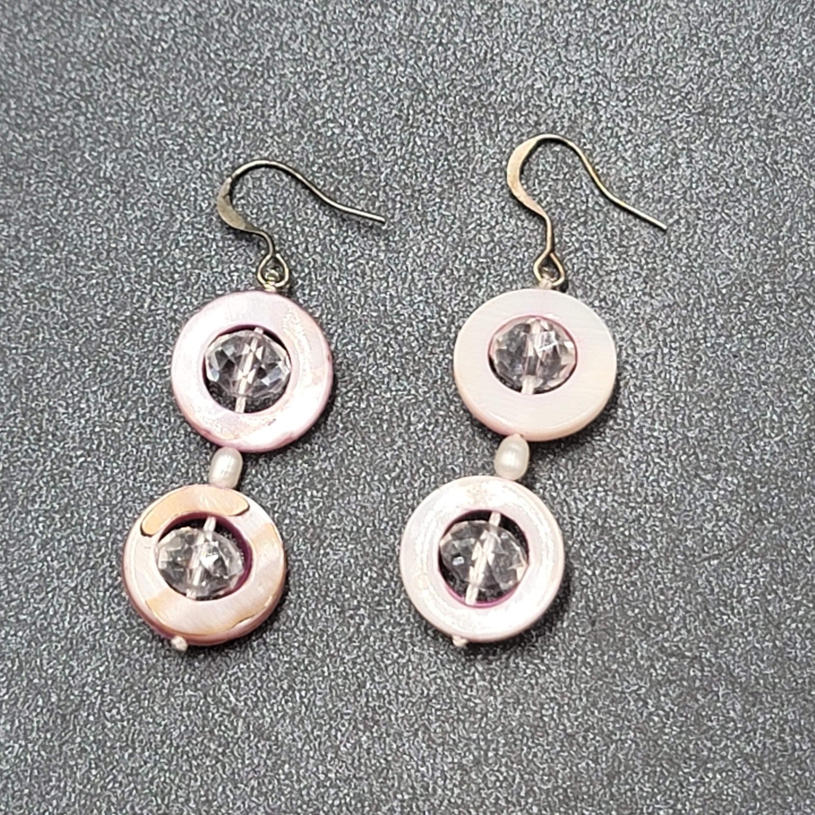 Pierced Earrings Mother of Pearl Unique Dangle 1.5"