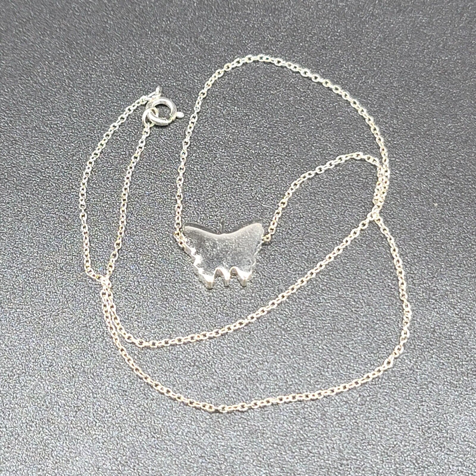 Butterfly Pendant Necklace Silver Plated 19"