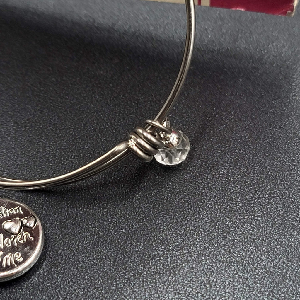 New Footnotes Guardian Angel Stainless Steel Bracelet w Charms Silver tone