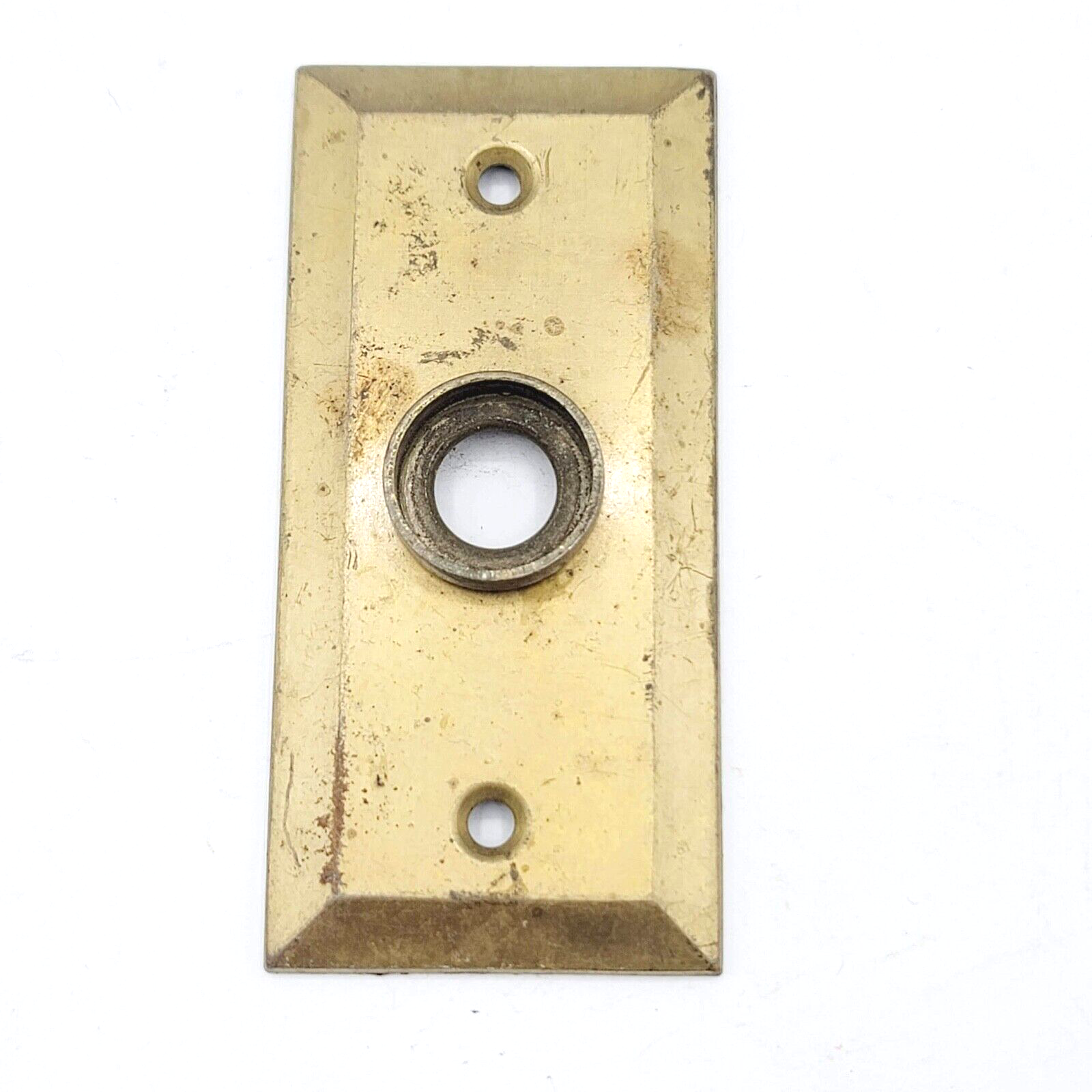 Vintage Brass Doorknob Back Plate Closet Screen Door Small 3.25" x 1.5"