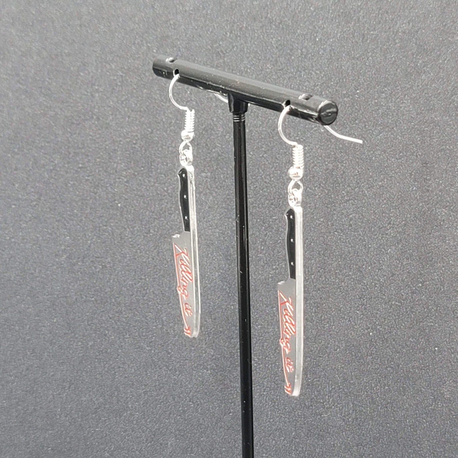 Killing It Pierced Earrings Bloody Dagger Halloween Spooky Dangle 1.75"