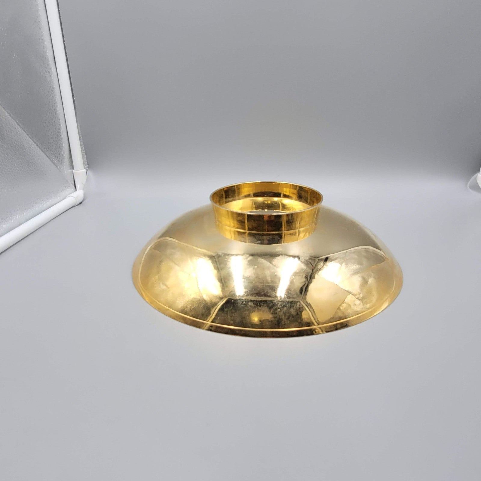 Etched Brass Bowl Gold Tone Floral Arabesque Footed Decorative Dish 9.25"
