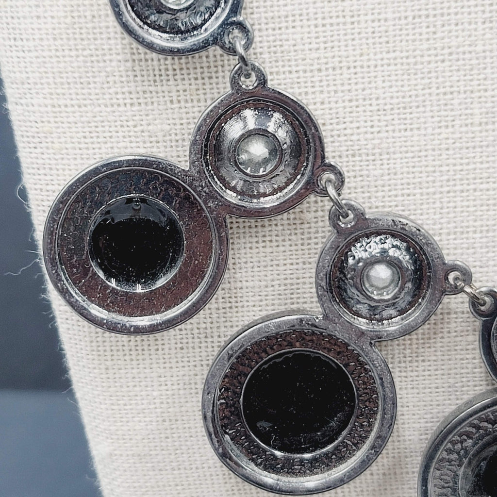 Dana Buchman Necklace Black Metal Rhinestone Statement Runway 18"-20"