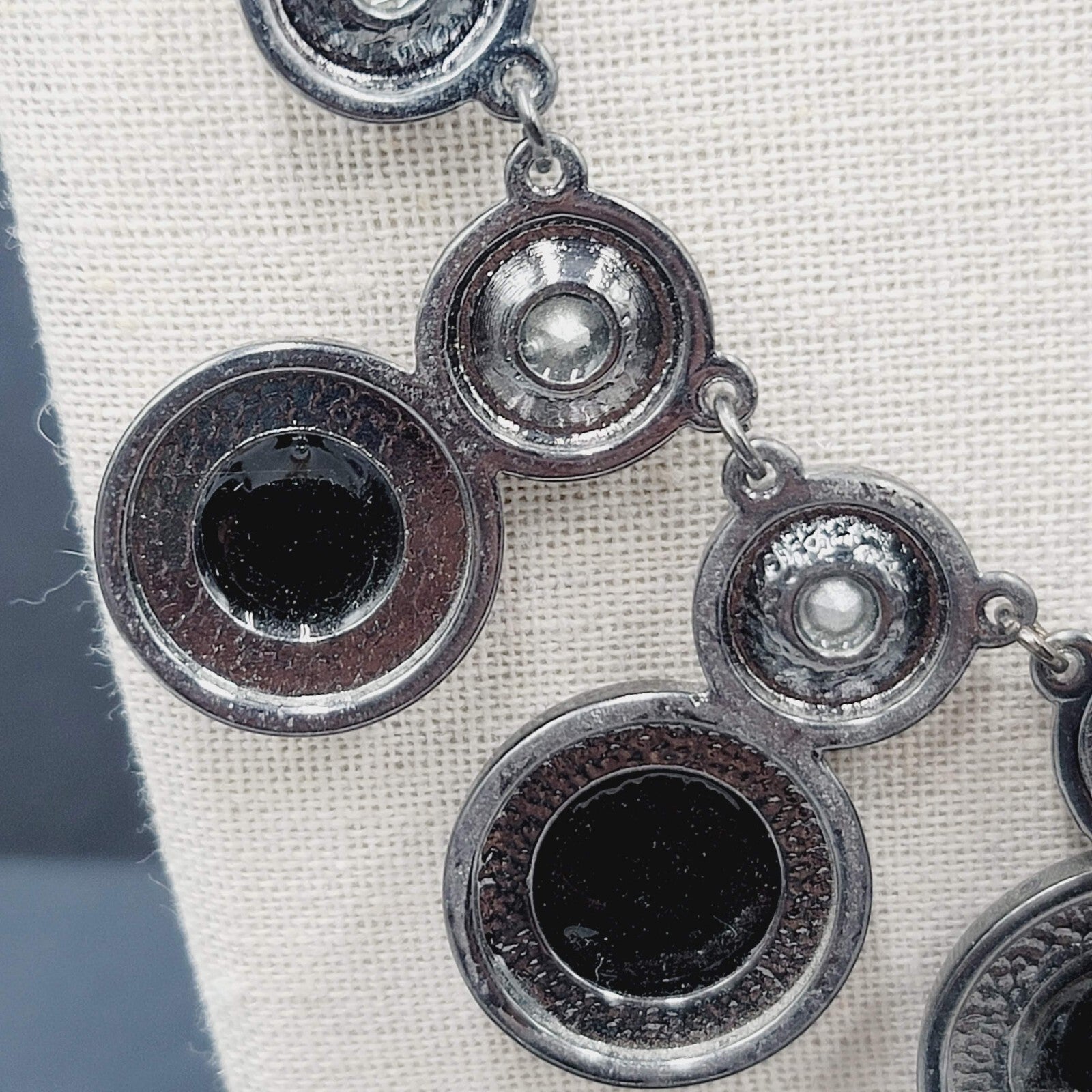 Dana Buchman Necklace Black Metal Rhinestone Statement Runway 18"-20"