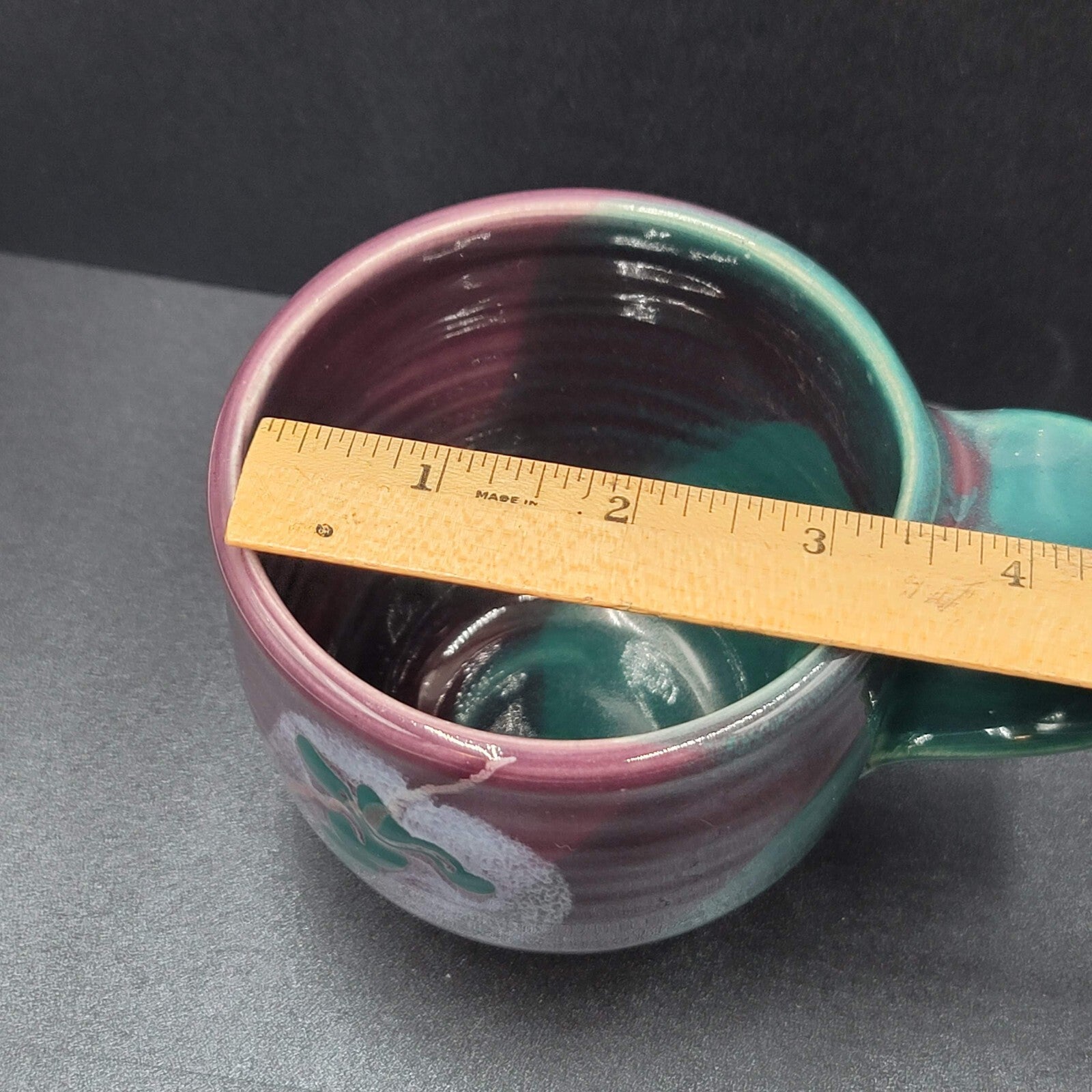 Art Pottery Coffee Mug Artist Purple Teal Abstract Design