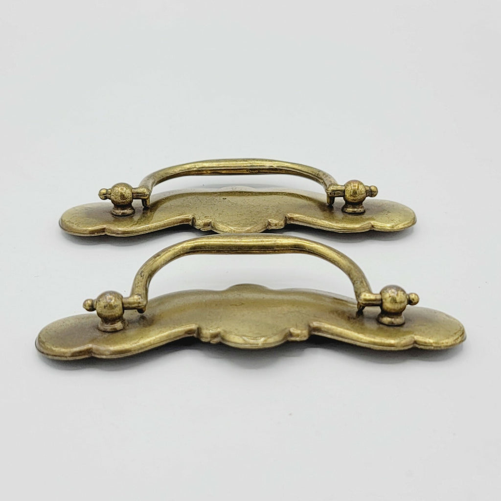 Vintage Brass Drawer Pulls PAIR Salvage Hardware 4 5/8" x 1 5/8" (3")