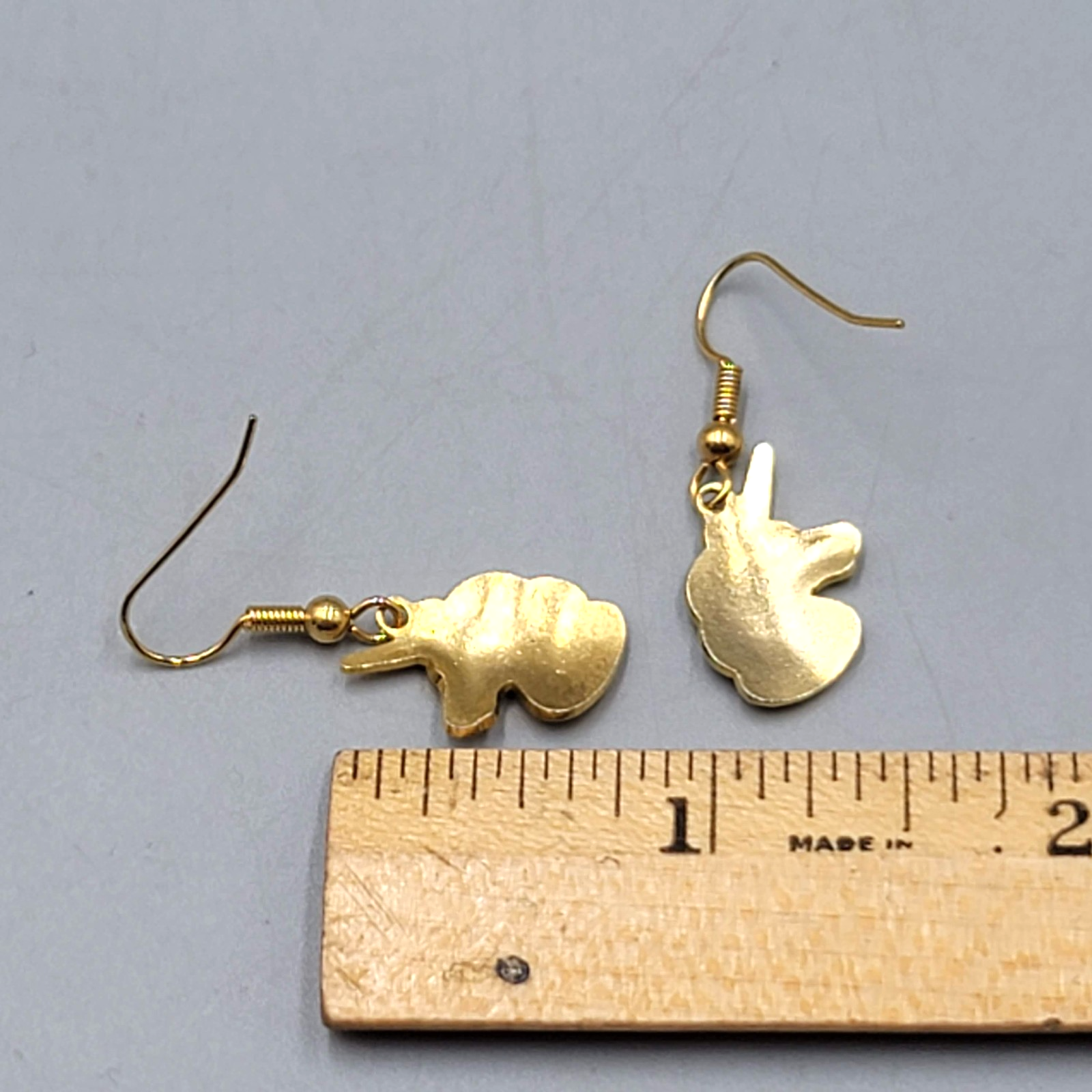 Vintage Enamel Cloisonne Unicorn Pierced Earrings Gold tone Dangle 3/4"