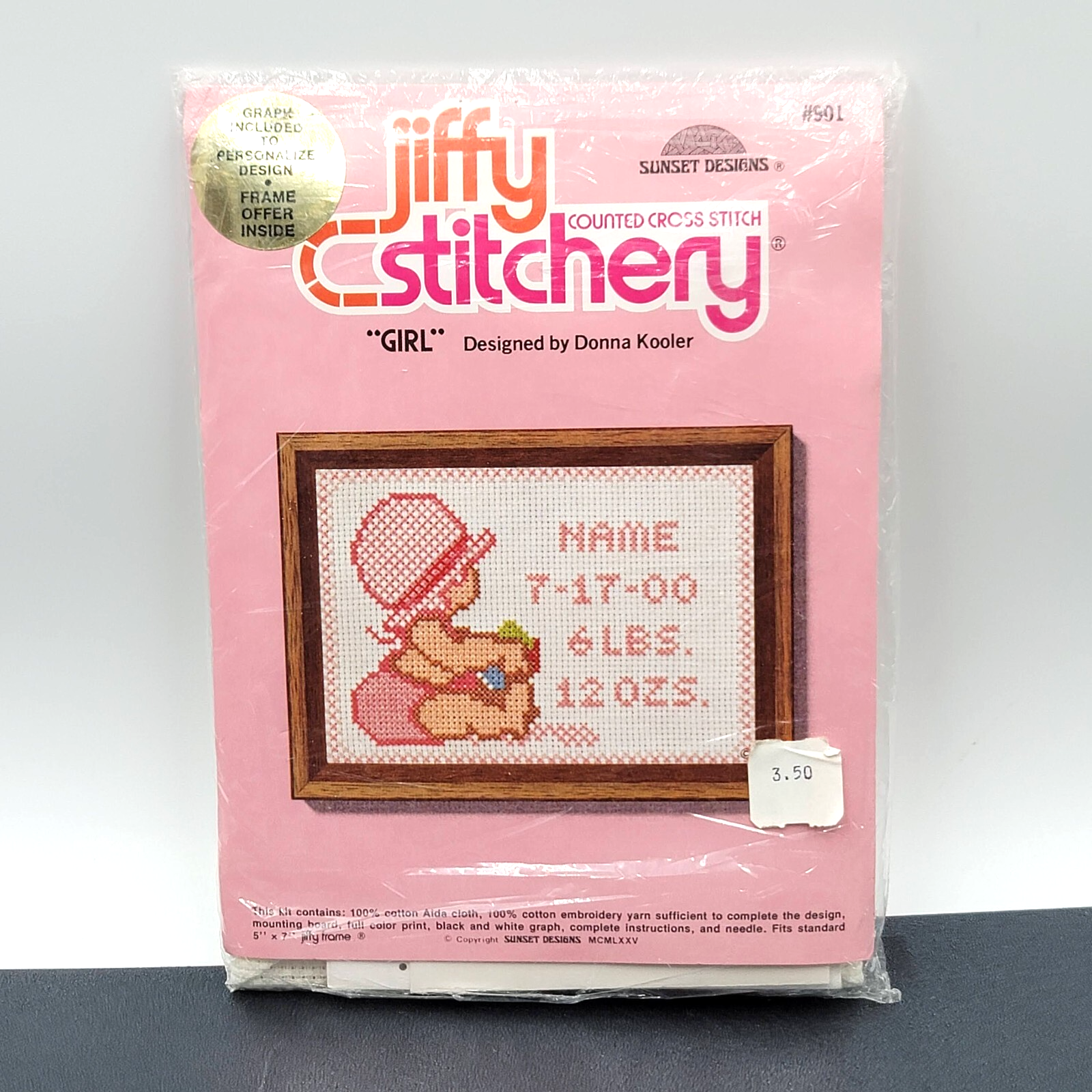 Jiffy Stitchery Sunset Cross Stitch Kit Baby Girl Donna Kooler Free Shipping