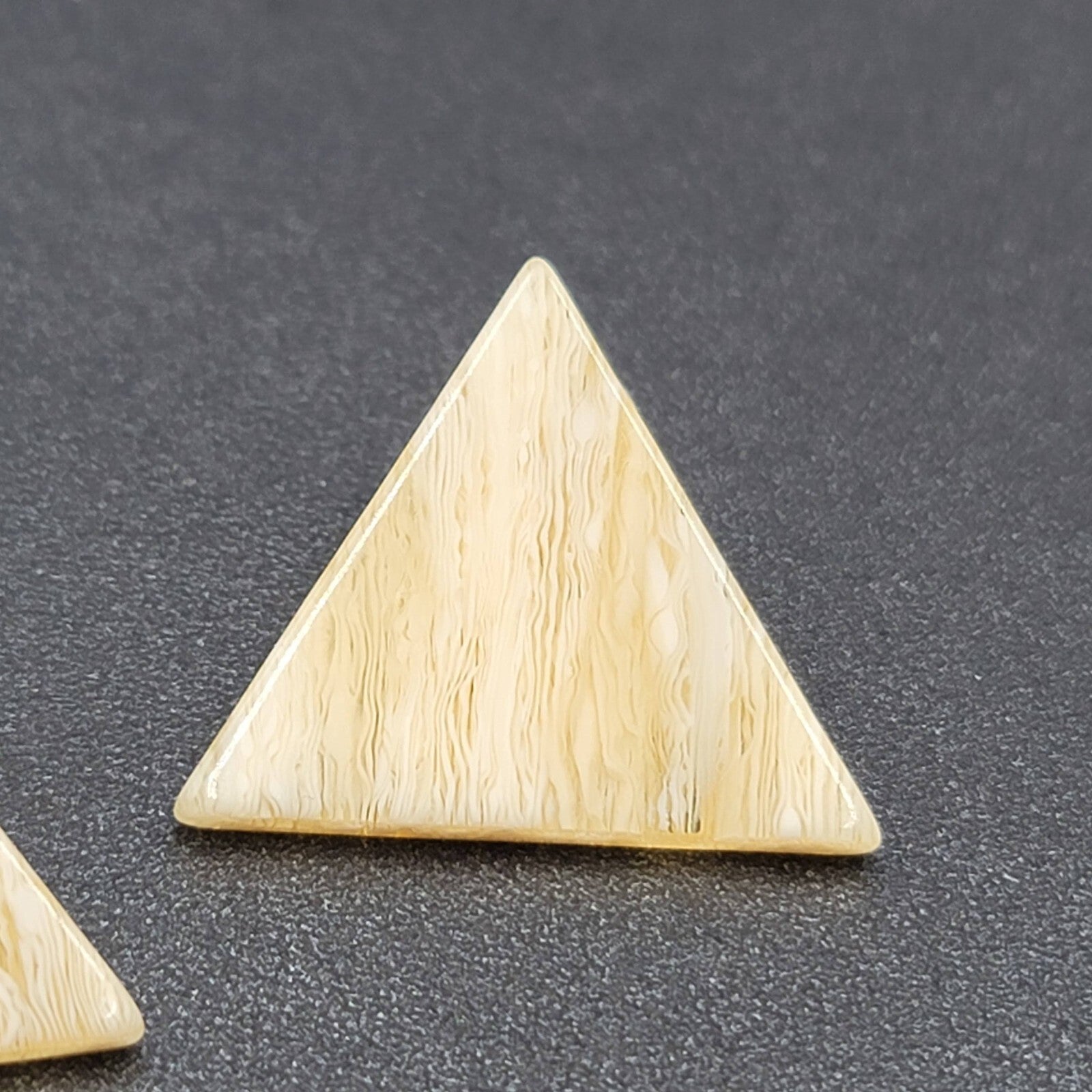 Vintage Pierced Earrings Resin Translucent Triangle Drop 1"