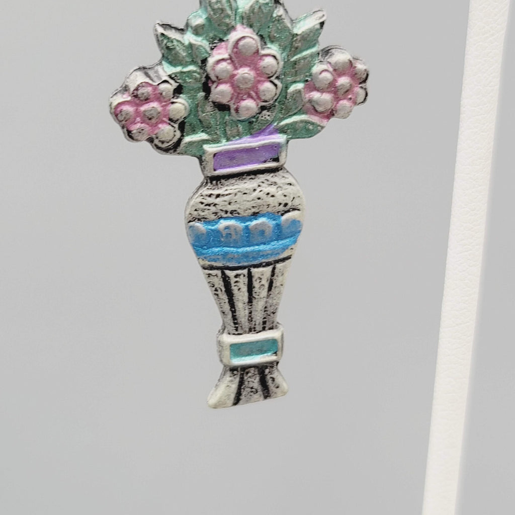 Vintage Don Lin Pierced Earrings Flower Bouquet Dangle 2.5"
