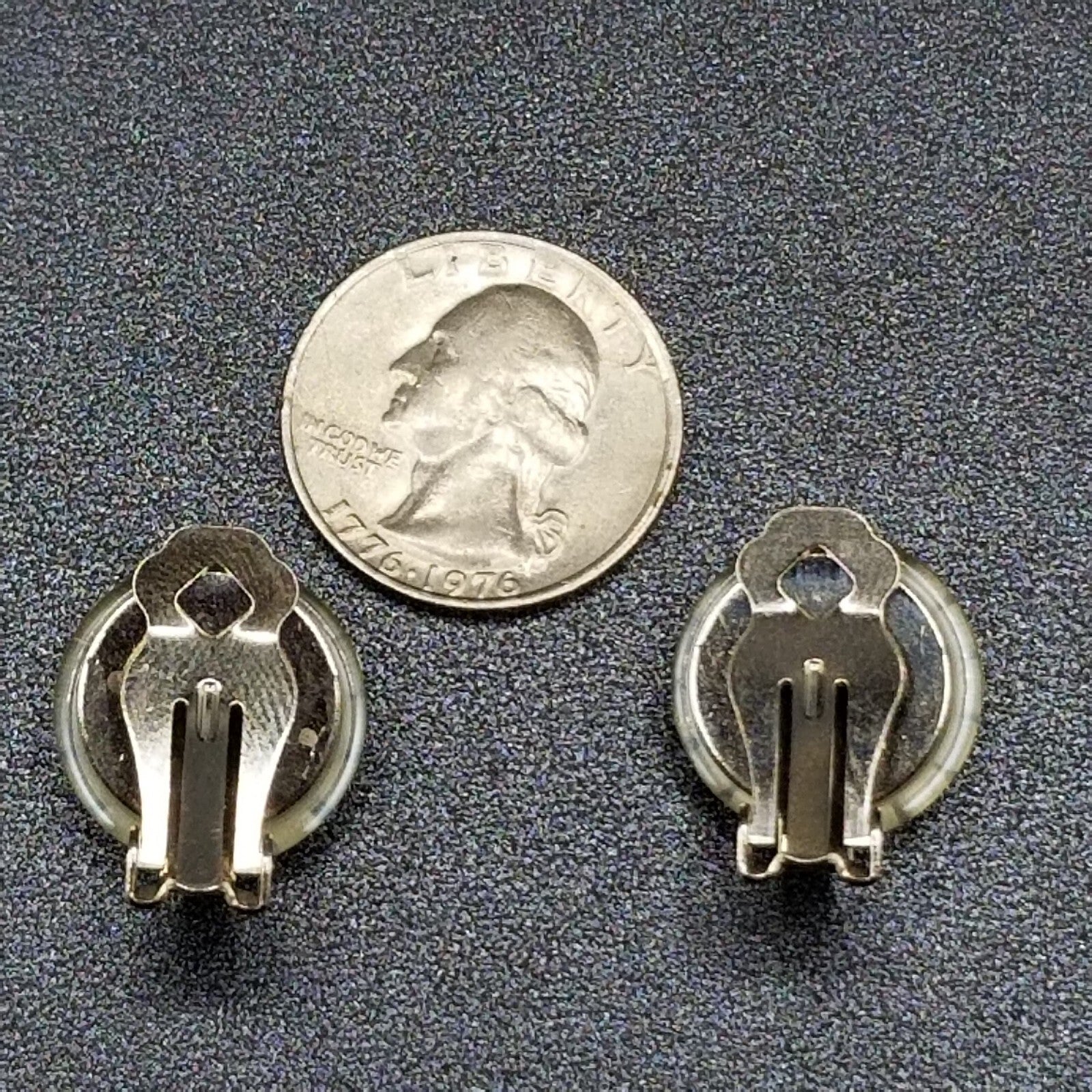 Vintage Clip on Earrings Black Crystal Button Style Stud 3/4"