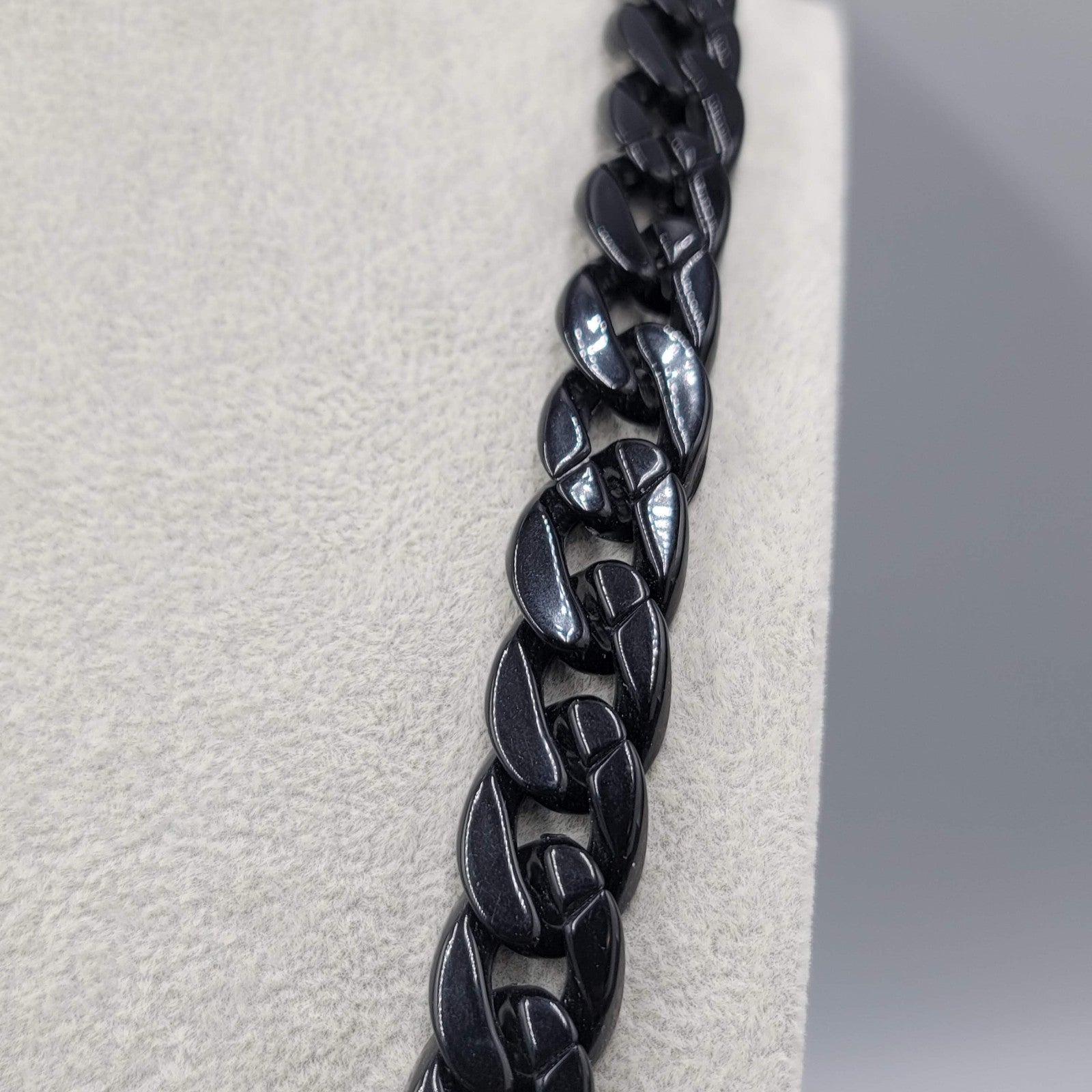 Black Acrylic Link Necklace Long Statement 28"