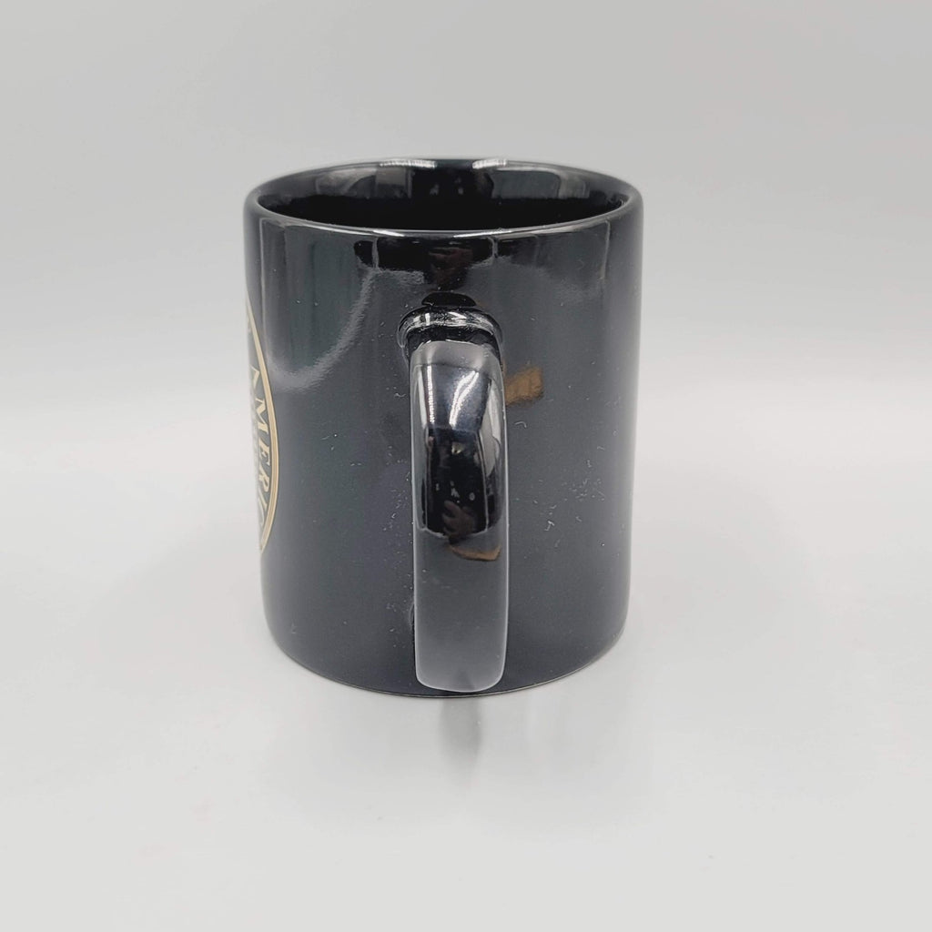 The United States of America Coffee Mug Black Ceramic Gold Lettering