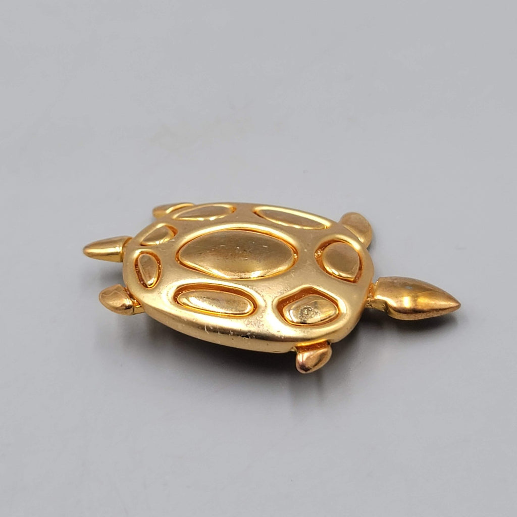 Vintage Turtle Brooch Gold Plated 