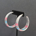 Pierced Earrings Clear Acrylic Large Hoops LOVE HEARTS 2"