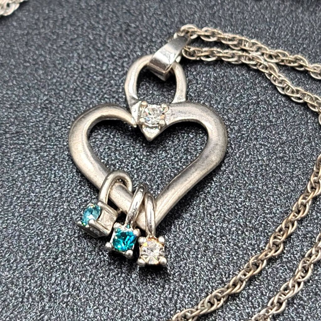 Lot of 4 Costume Crystal Silver tone Jewlery 3 Pendant Necklaces 1 Love Bracelet