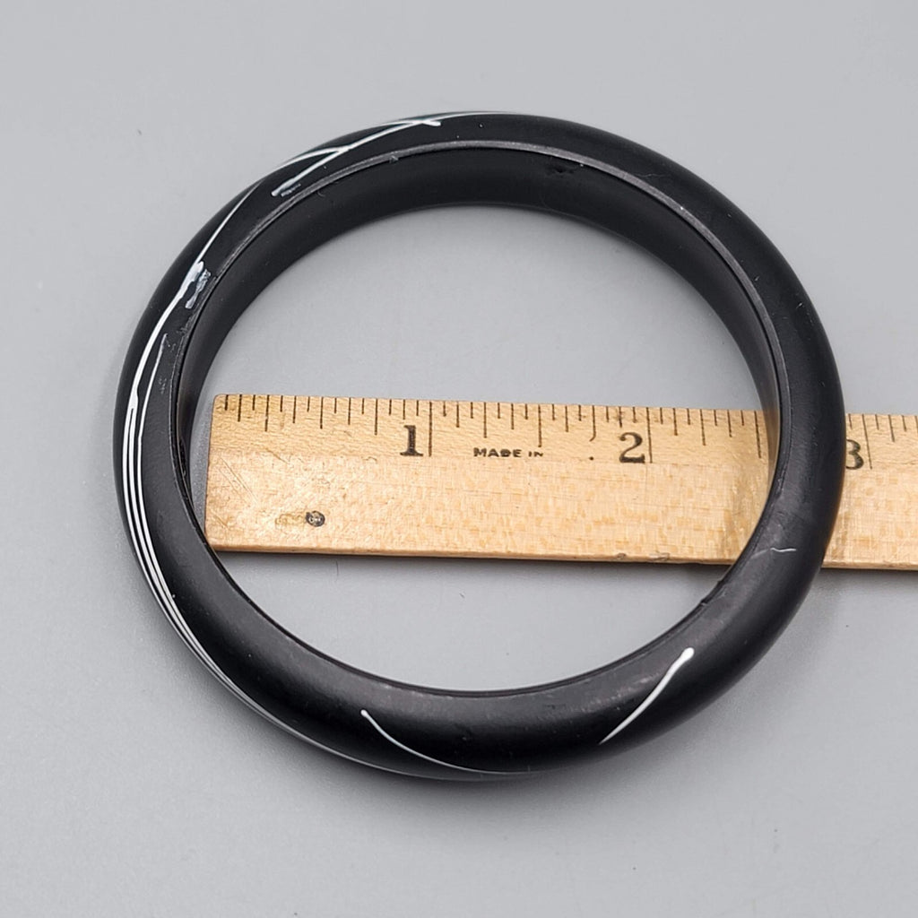 Wood Bangle Bracelet Lot of 2 Black White 8"
