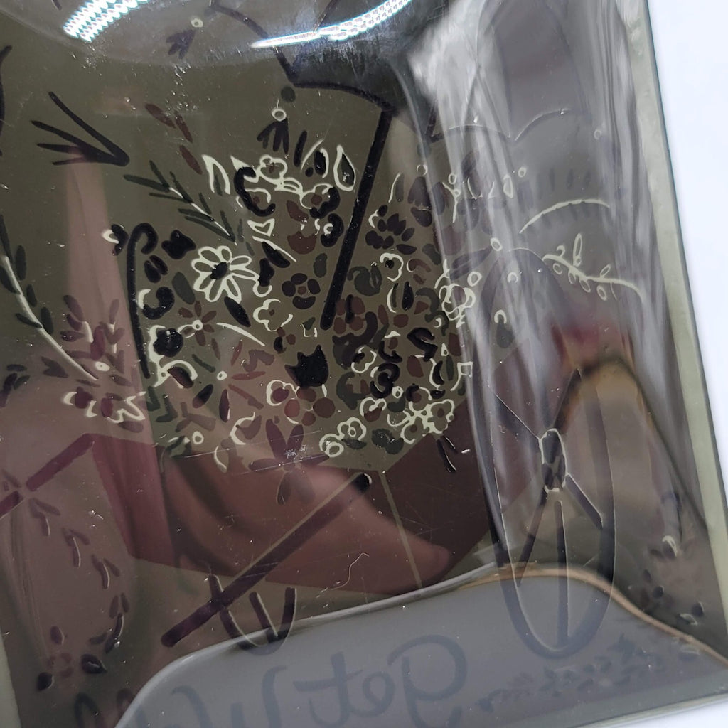 Vintage Houze Art Tray Happy Birthday and Get Well Glass Tray Lot Flowers