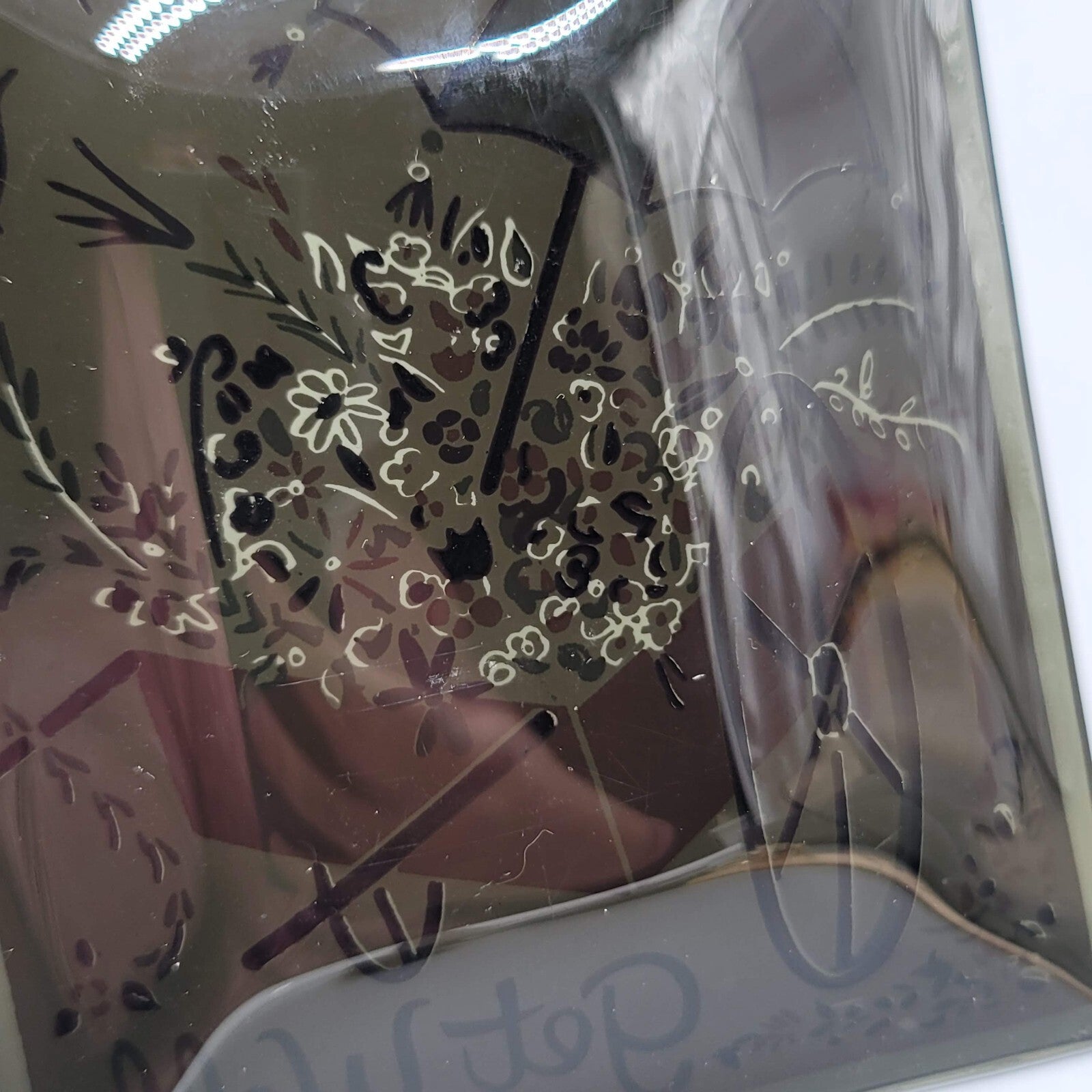Vintage Houze Art Tray Happy Birthday and Get Well Glass Tray Lot Flowers