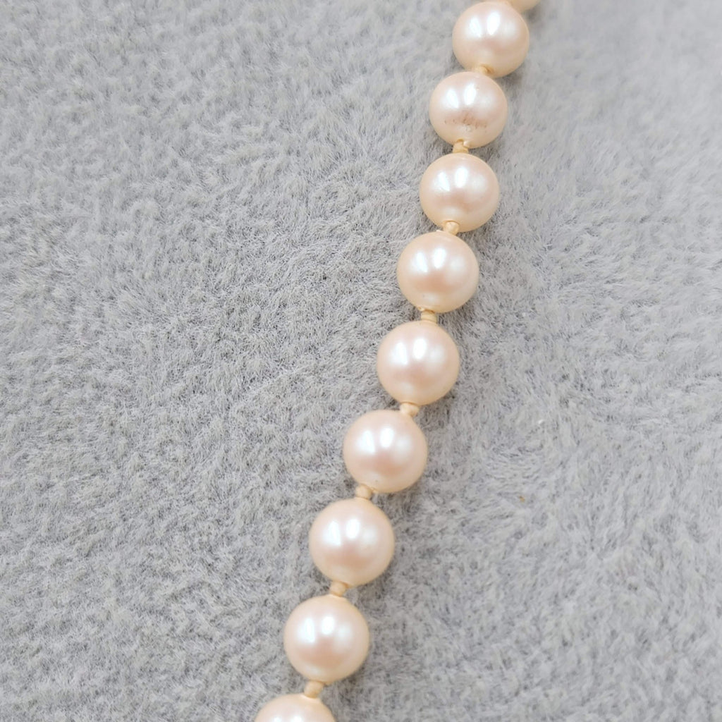 Vintage Champagne Faux Pearl Necklace Hand Knotted 20 in