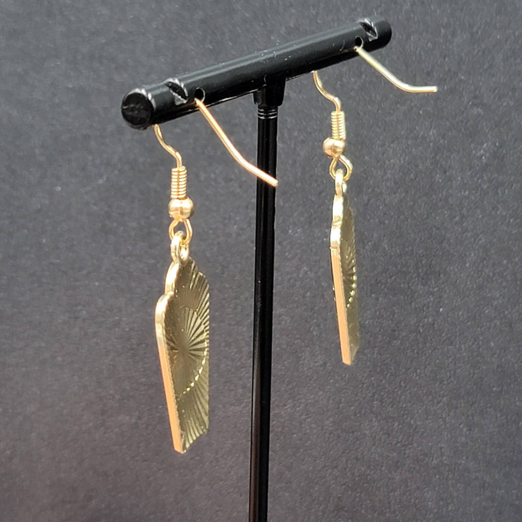 Halloween Coffin Pierced Earrings Skull Enamel Flowers Gold tone Dangle 1"