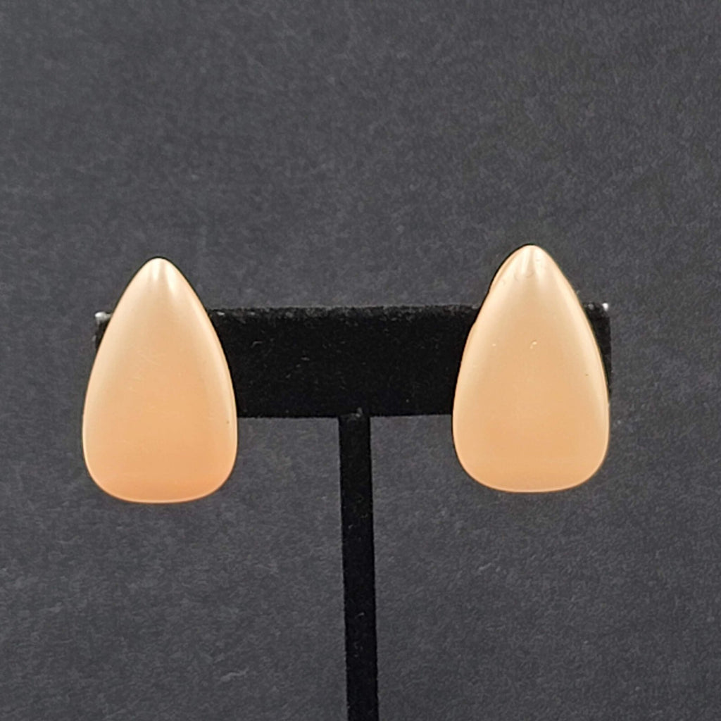 Vintage Clip on Earrings Teardrop Peach Acrylic Climber 1.25"