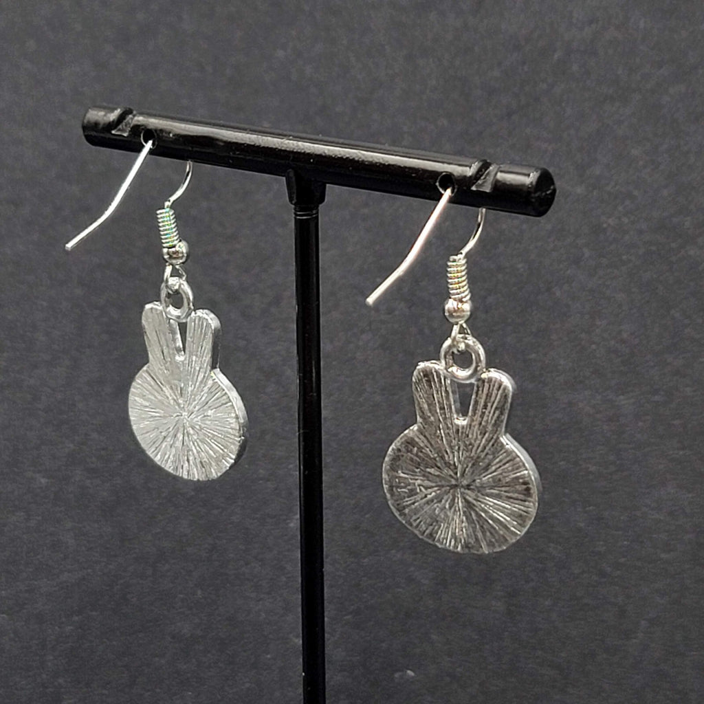 Bunny Pierced Earrings Dangle Silver tone Enamel Rhinestone 1"