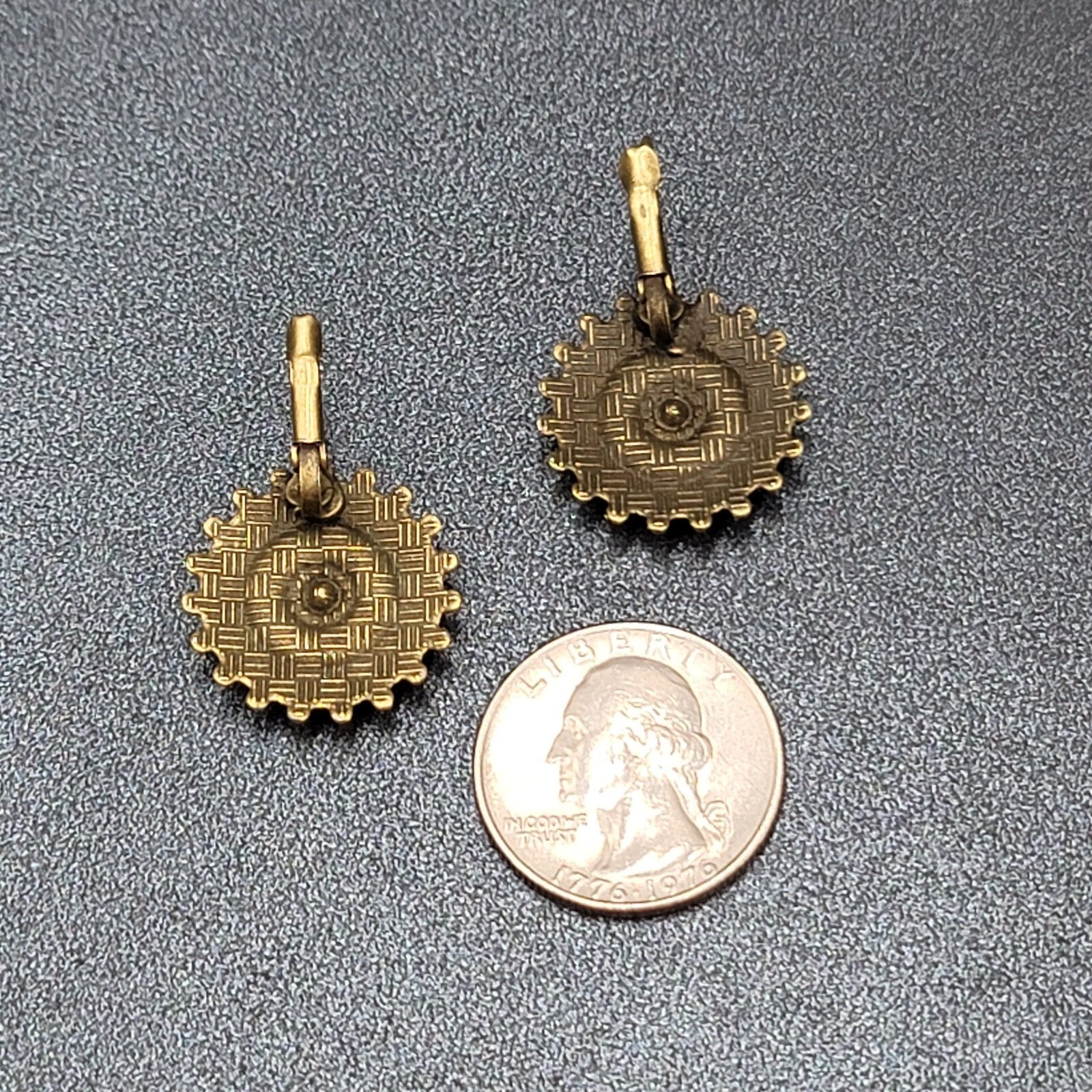 New Boho Pierced Earrings Bronze tone Medallion Enamel Wood Bead 1"