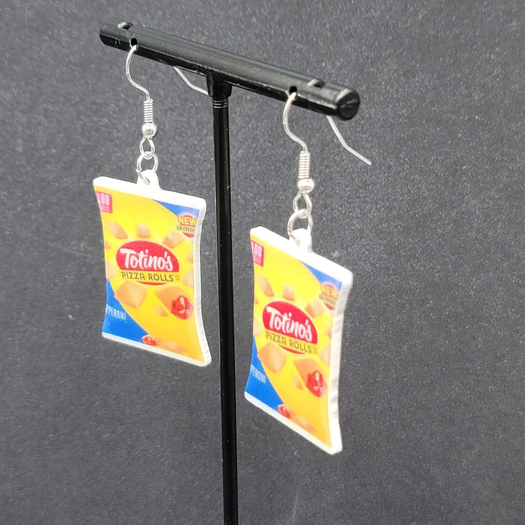 Totino Pizza Rolls Pierced Earrings Fun Food Novelty 1.25"