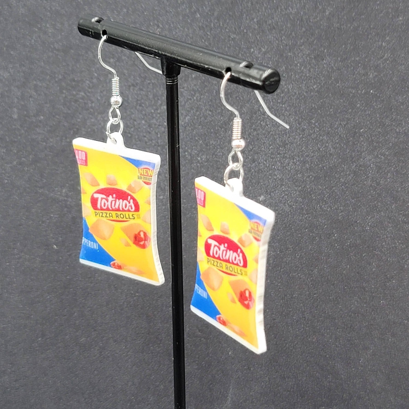 Totino Pizza Rolls Pierced Earrings Fun Food Novelty 1.25"