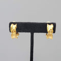 Vintage Clip on Earrings Gold Plated Swirl Half Hoop Drop 3/4"