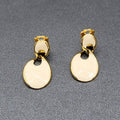 Vintage Clip on Earrings Gold Plate White Enamel Dangle 1.5"