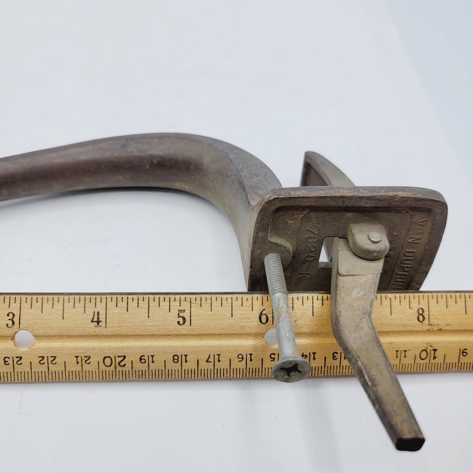 Vintage Brass Exterior Door Knob Pull Handle 9 1/2" holes 6"