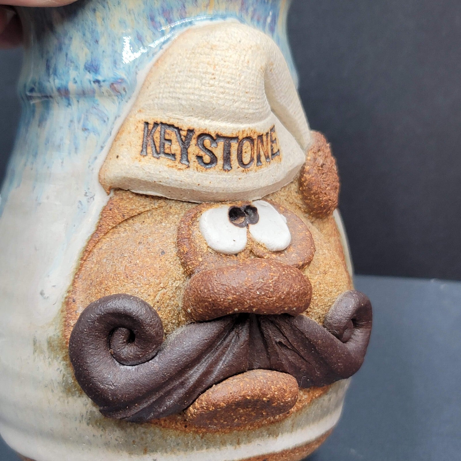 Robert Eakin SIGNED Studio Art Pottery Ugly Face Mug Keystone  5"