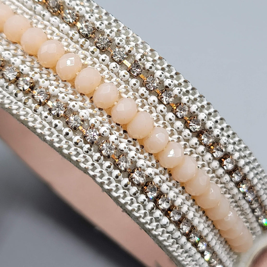 Yik Fung Pink Leather Cuff Bracelet Snap Closure  7 in